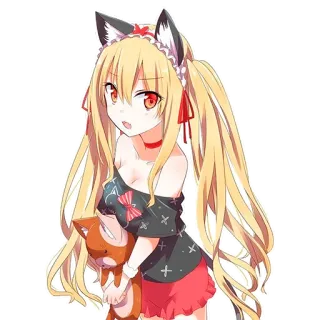 😍 anime, cat girl, kawaii, manga, blonde hair telegram sticker