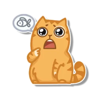 🙁 gato, pez, animal, dibujo, lindo telegram sticker