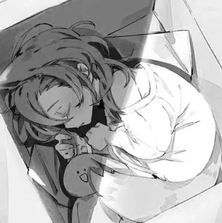 🐈 schlafen, Anime, Charakter, Kissen, Decke, schlafend telegram sticker