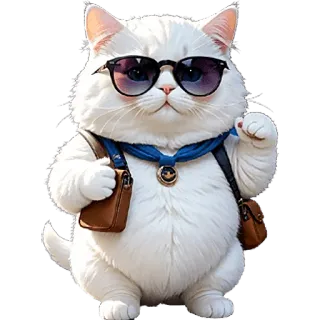 ✊ mèo, kính râm, động vật, nhãn dán, hoạt hình, dễ thương telegram sticker