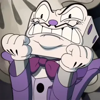 😡 King Dice Cuphead Cartoon, Spiel, King Dice, Bösewicht, Cuphead, Würfelkopf, Böse telegram sticker