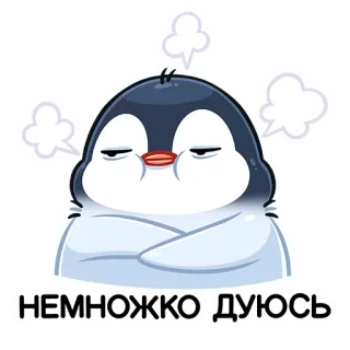😒 НЕМНОЖКО ДУЮСЬ pinguin, genervt, verärgert, wütend, dampf, cartoon telegram sticker