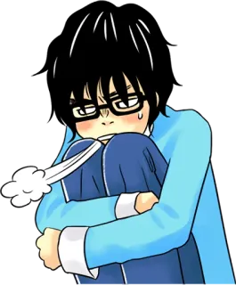 😤 Dibujo animado, Anime, Nervioso, Avergonzado, Personaje, Gafas whatsapp sticker