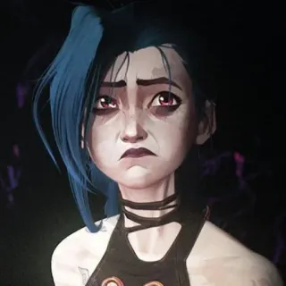 😟 Jinx Arcane anime, cartoon, sad, girl, blue hair telegram sticker