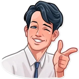 👍 Desenho animado, Homem, Piscadela, Empresário, Gravata telegram sticker