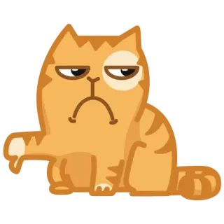 👎 кот, палец вниз, не нравится, ворчливый, оранжевый, наклейка telegram sticker