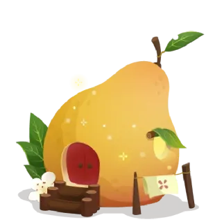 🍑 huis, peer, cartoon, fantasie, grillig telegram sticker