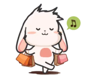 😌 Compras, Coelho, Fofo, Bolsas, Música, Desenho animado, Alegre telegram sticker