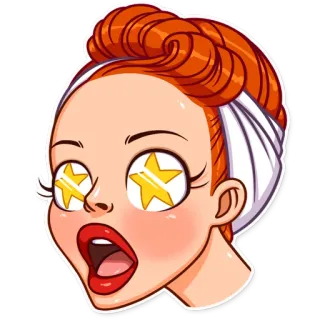 😮 mujer, dibujos animados, estrellas, ojos, impactado, sorpresa telegram sticker