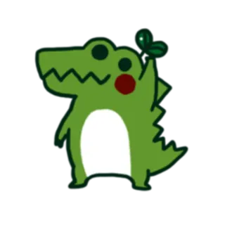 🖐 cá sấu mõm ngắn, cá sấu, dễ thương, hoạt hình, xanh lá cây, động vật telegram sticker