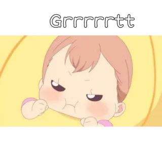 🖤 Grrrrtt โกรธ, เด็ก, การ์ตูน, หงุดหงิด, บูดบึ้ง telegram sticker