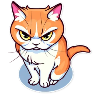 👿 cat, angry, cute, cartoon, animal, orange, sticker telegram sticker