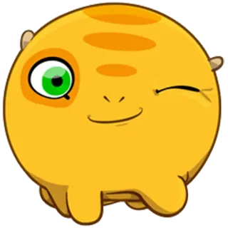 😜 kartun, karakter, kuning, berkedip, binatang, makhluk whatsapp sticker