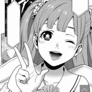 🌟 Anime, Manga, Chica, Signo de la paz, Guiño, Lindo whatsapp sticker