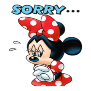 😔 Minnie Mouse SORRY... minnie mouse, cartoon, disney, apology, sorry, sad whatsapp sticker