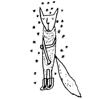 ❄ animal, fox, illustration, boots, stars, character telegram sticker