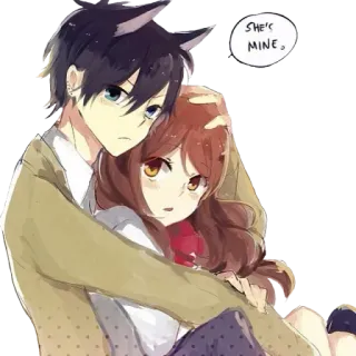 💜 SHE'S MINE. Anime, Casal, Abraço, Romance whatsapp sticker