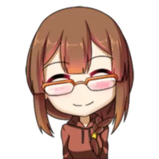 ☺️ Anime, Mädchen, Süß, Chibi, Brille, Cartoon whatsapp sticker