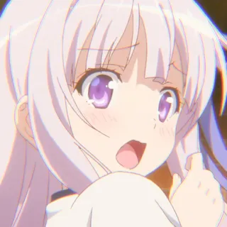 🍃 anime girl, cute, kawaii, anime, manga, purple eyes, white hair whatsapp sticker