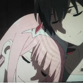 🥰 Zero Two Darling in the Franxx 애니메이션, 커플, 로맨스, 제로투, 달링 인 더 프랑키스, 애정, 사랑 telegram sticker