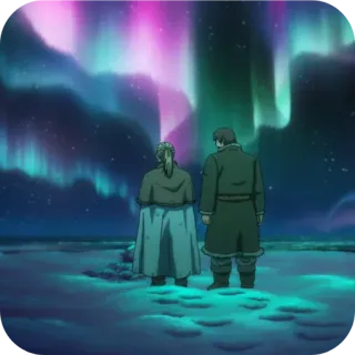 🌌 zorza polarna, światła północy, krajobraz, nocne niebo, sceneria, anime, postacie telegram sticker