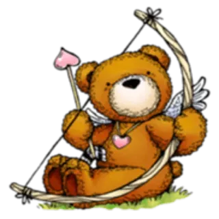 😇 teddybeer, cupido, hart, vleugels, pijl, liefde, schattig, cartoon telegram sticker