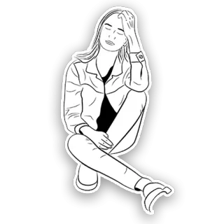 😙 mujer, sentada, casual, moda, sticker, femenina telegram sticker