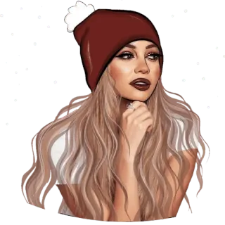 😀 여자, 소녀, 인물 사진, 비니, 긴 머리, 금발, 일러스트 telegram sticker