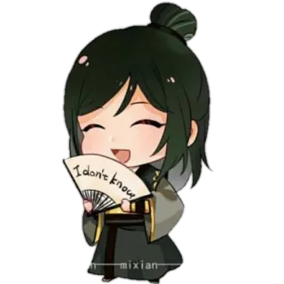 😅 I don't know chibi, fan, cute, anime, expression telegram sticker