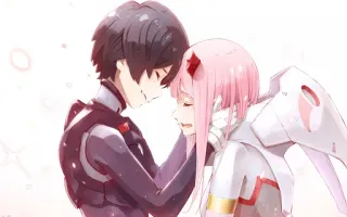 🥰 Zero Two Darling in the Franxx Anime, Zero Two, Darling in the Franxx, Paar, Liebe, Zuneigung telegram sticker