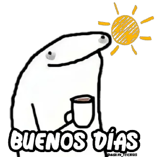 🔆 BUENOS DÍAS good morning, coffee, sun, greeting, flork telegram sticker