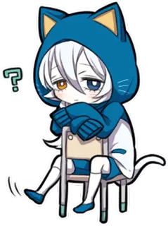 ❓ Anime, Kot, Znak zapytania, Smutny, Siedzący, Słodki telegram sticker