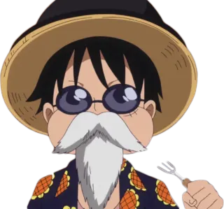 😋 Monkey D. Luffy One Piece 애니메이션, 원피스, 몽키 D. 루피, 루피, 할아버지, 밀짚모자 telegram sticker