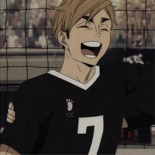 🍯 Atsumu Miya Haikyuu!! Anime, Haikyuu, Atsumu Miya, Siatkówka, Postać, Uśmiech telegram sticker