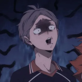 😏 Sugawara Koushi Haikyuu!! Anime, Haikyuu, Sugawara Koushi, choqué, surpris, dessin animé telegram sticker