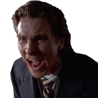 😡 Patrick Bateman American Psycho American Psycho, Patrick Bateman, Christian Bale, Gritando, Cena de filme telegram sticker