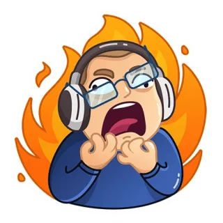 🔥 Мультфильм, Шок, Восклицание, Удивлен, Пламя, Жара, Раздражен, Огонь whatsapp sticker