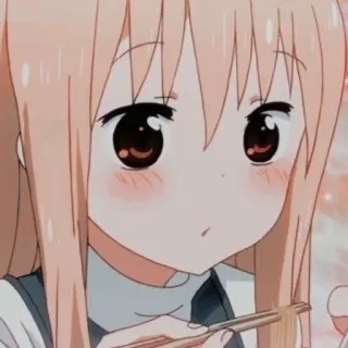 🥤 Anime, Fille, Manger, Baguettes, Mignon, Dessin animé telegram sticker