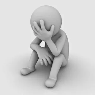 😭 sad, depressed, unhappy, figure, sitting, emotion telegram sticker