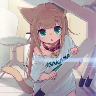 🐾 OSAKANA Аниме девушка, Кошачьи ушки, Милый, Каваий, Нэко, Osakana, Девушка-кошка telegram sticker