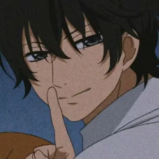 🏷 Аниме, Мужчина, Тсс, Палец ко рту, Тишина, Персонаж telegram sticker