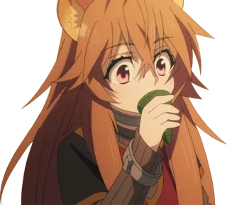 😗 Raphtalia Rising of the Shield Hero anime, carino, Raphtalia, tanuki, mangiare telegram sticker