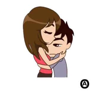 🙁 pareja, amor, dibujos animados, abrazo, cariño, relación telegram sticker