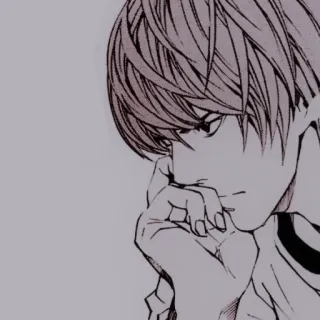 🕷 Light Yagami Death Note Anime, Manga, Death Note, Light Yagami, Personaggio, Pensando, Serio, Illustrazione telegram sticker