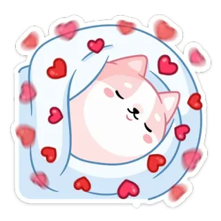 😴 猫, ハート, 可愛い, 眠い, 毛布,  уютный telegram sticker