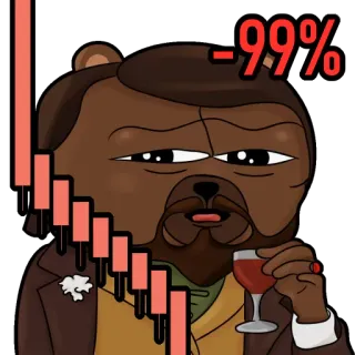 👹 -99% niedźwiedź, mem, akcje, finanse, strata, wino telegram sticker