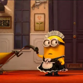 👀 Minion Despicable Me minion, cleaning, maid, cartoon, funny telegram sticker