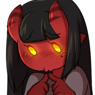 😞 Dämon, niedlich, Cartoon, rot, Hörner, Teufel telegram sticker