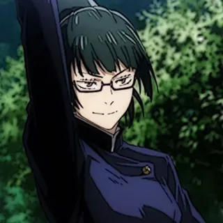 🎧 Maki Zenin Jujutsu Kaisen Anime, Personaje, Maki Zenin, Jujutsu Kaisen, Gafas, Mujer, Seria telegram sticker