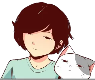 😸 การ์ตูน, เด็กผู้ชาย, แมว, อนิเมะ, ภาพประกอบ, สติกเกอร์ whatsapp sticker